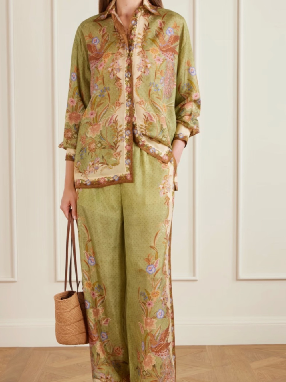 Zimmermann Indra Printed Silk Relaxed Shirt & Wide-Leg Pant Set